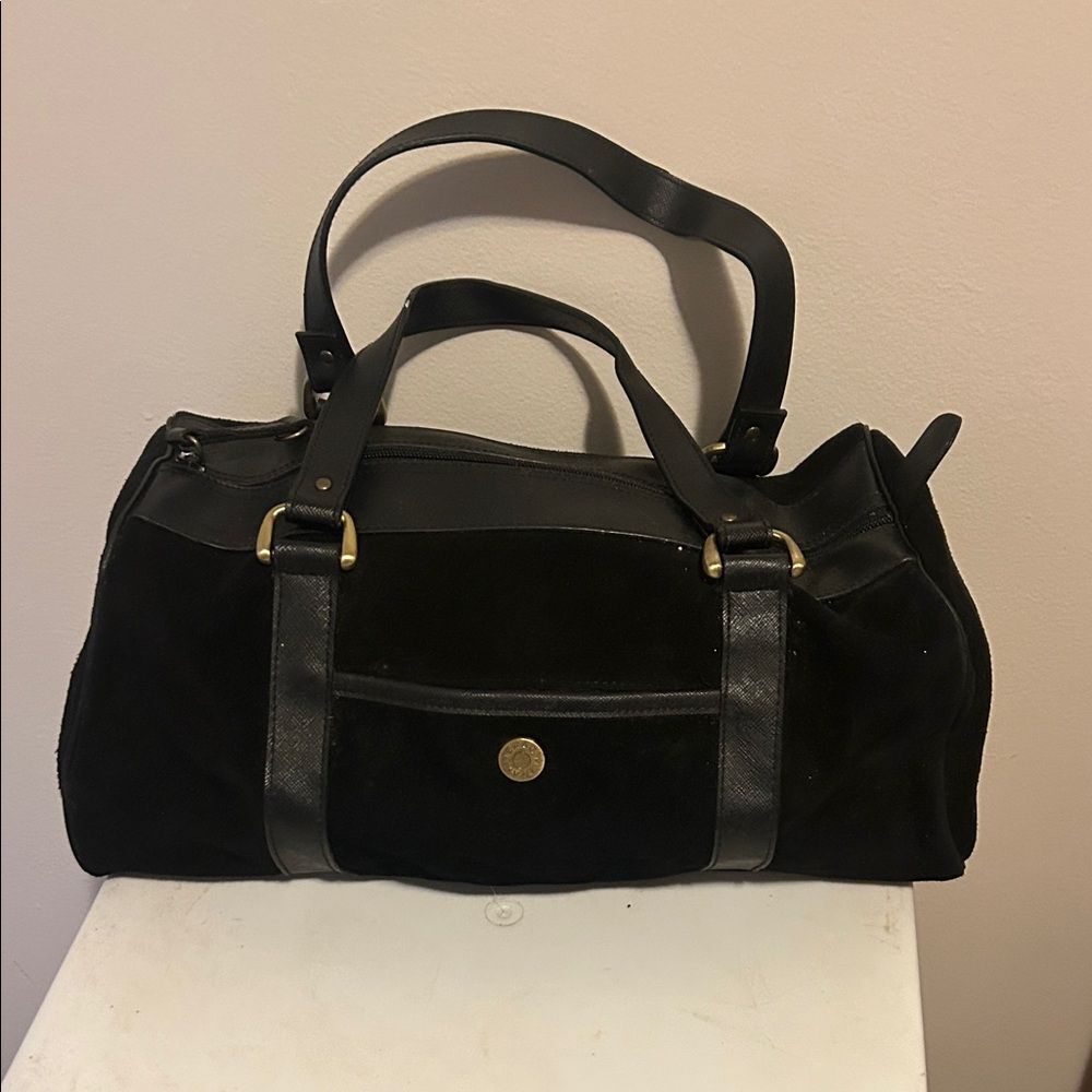 Vintage Issac Mizrahi Black Suede Leather Women's Bag Y2K